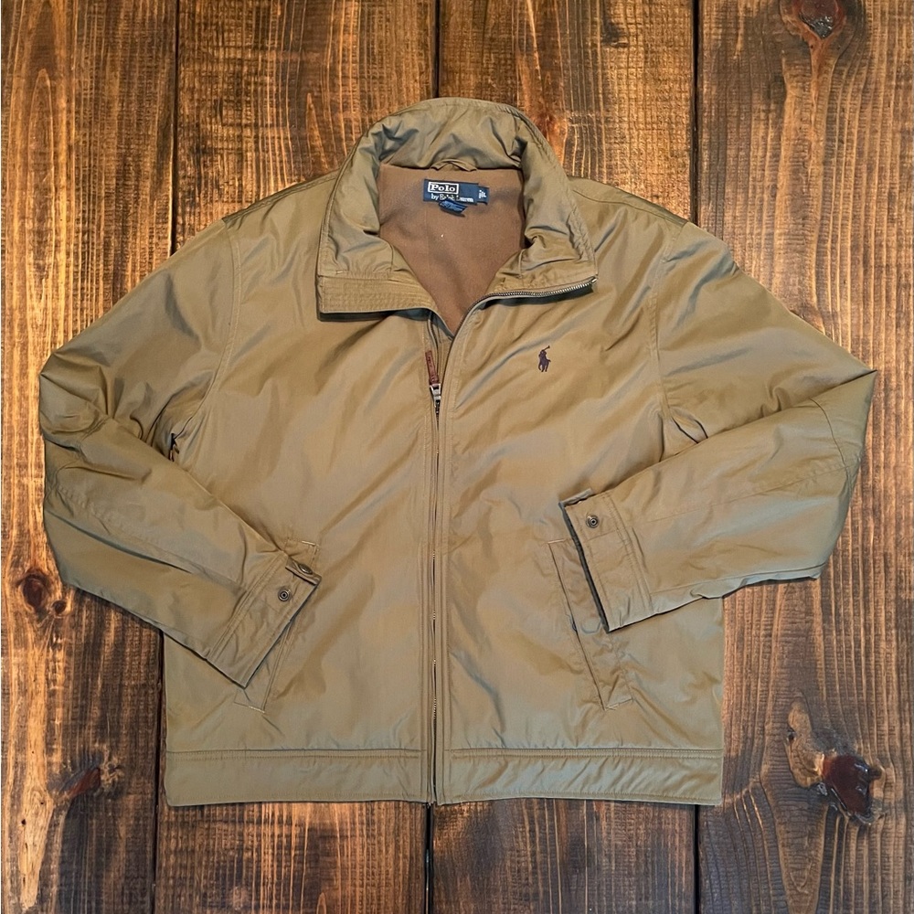 Polo by Ralph Lauren Coat Jacket Lined Hooded Mock Collar Olive Green Sz L